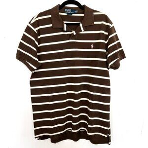Polo Ralph Lauren Polo Shirt Brown White Striped Casual XL